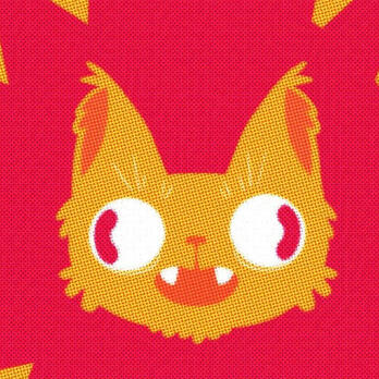 Handmade illustration of a cartoon cat